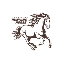 Running Horse logo design vector. Silhouette Horse Template Illustration. Icon Symbol