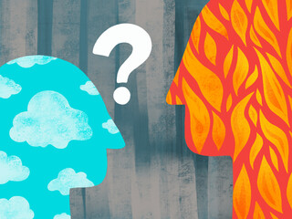 Representation of contrasting emotions through abstract faces