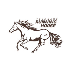 Running Horse logo design vector. Silhouette Horse Template Illustration. Icon Symbol