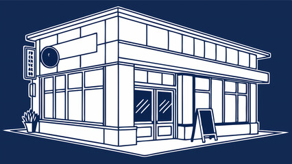 Storefront illustration vector graphic design of a small business shop building with sign and sidewalk