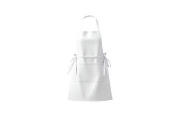 Clean white apron with pockets isolated on transparent background