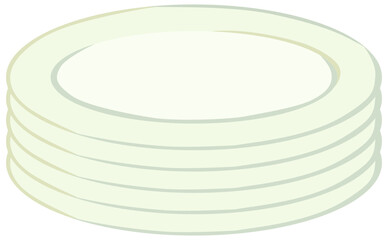 白い平皿5枚重ね 食器 ベクター素材