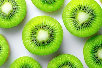Fototapeta premium Close-up view of sliced kiwi fruit.