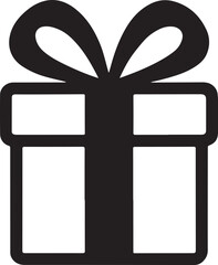 Obraz premium A Black Silhouette Depiction of a Gift Box with Ribbon a Symbol of Celebration and Festivity