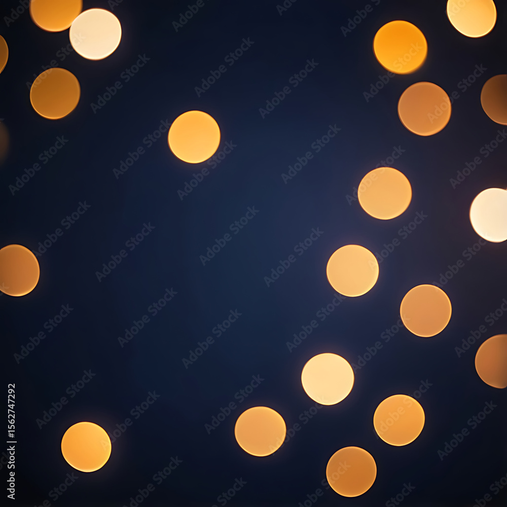 Poster golden bokeh lights glowing on a deep blue abstract background with smooth texture and modern design
