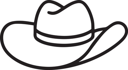 cowboy hat line art logo, cowboy hat line art silhouette vector icon