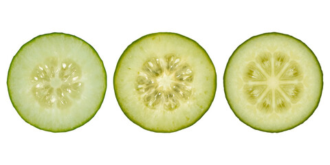 Cucumber Slices Isolated on Transparent Background – Fresh Green Vegetable Cutout PNG