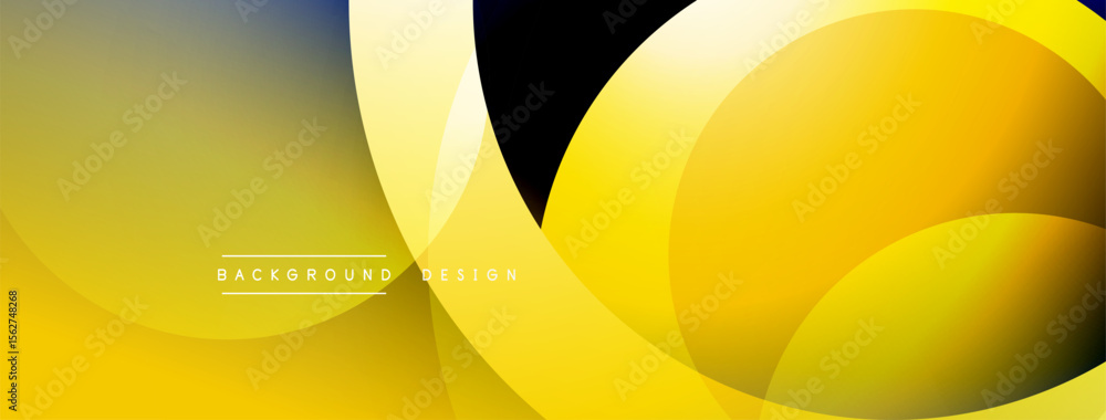 Poster Abstract yellow gradient background. Overlapping circles create dynamic visual effect. Modern design suitable for various projects.
