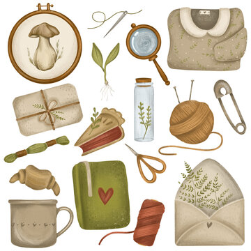 Vintage style set illustration