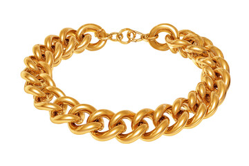 Obraz premium A chunky, heavy gold curb chain bracelet with a secure clasp.