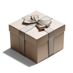 Elegant gift box with a satin ribbon, set against a clean white background