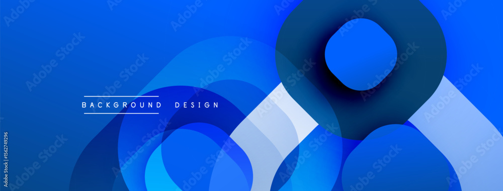 Aufkleber Abstract blue shapes overlap creating dynamic composition. Modern design elements suggest technology, innovation, depth. Smooth gradients enhance visual appeal.