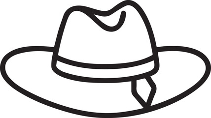cowboy hat line art logo, cowboy hat line art silhouette vector icon