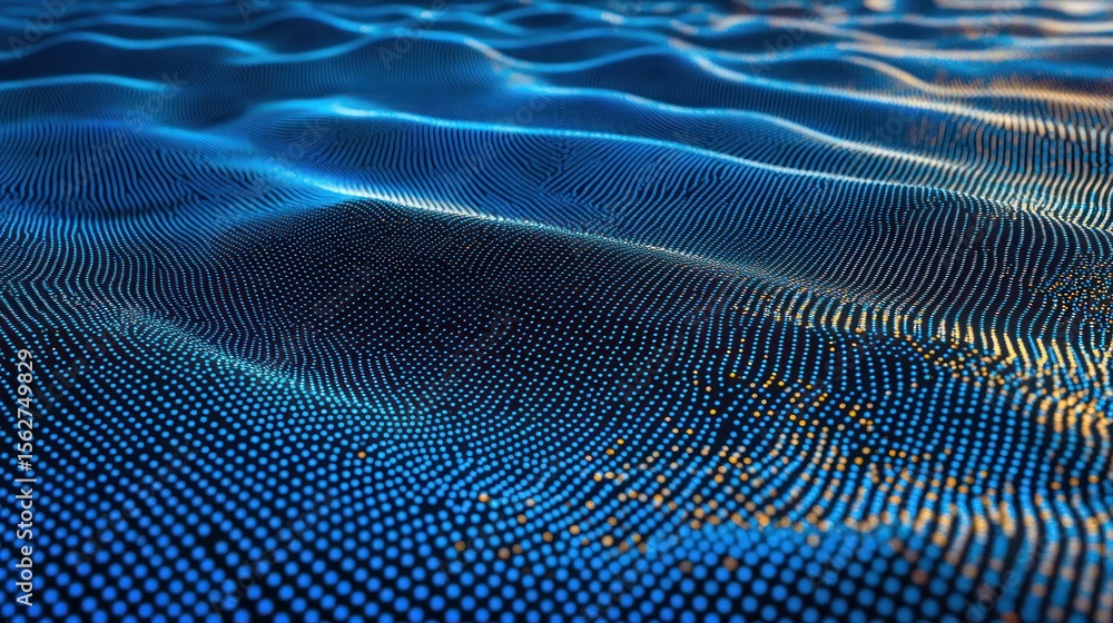 Poster abstract blue digital wave pattern created with dot matrix elements