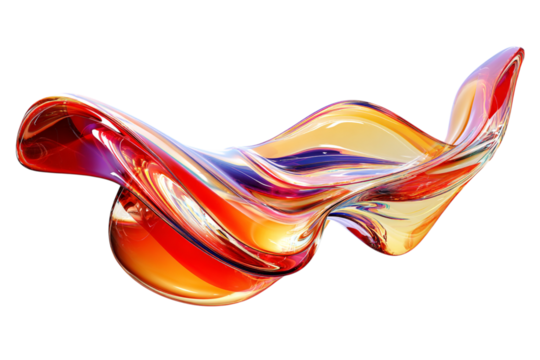 Luminous Fluid Wave on, a Dynamic Display of Red, Orange isolated on transparent background