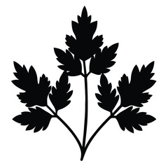 Simple black silhouette vector of parsley leaf perfect for culinary, nature, and design projects