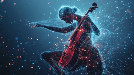 Abstract cello player