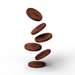 Stack of Rusted Metal Coins Against White Background. 3D Illustration. File with Clipping Path