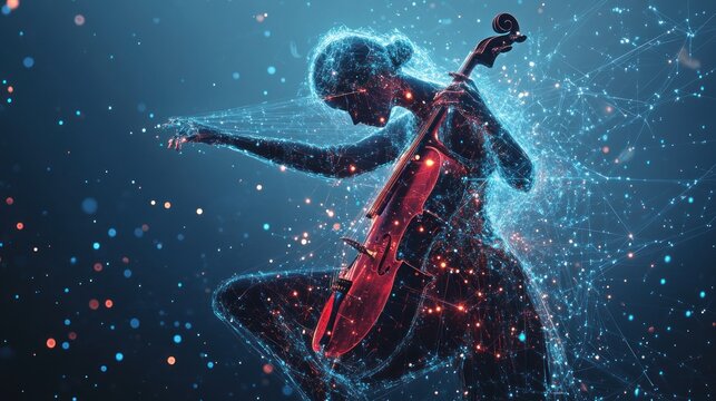 Abstract cello player