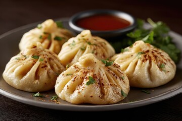 Delicious, golden-brown dumplings served on a plate.