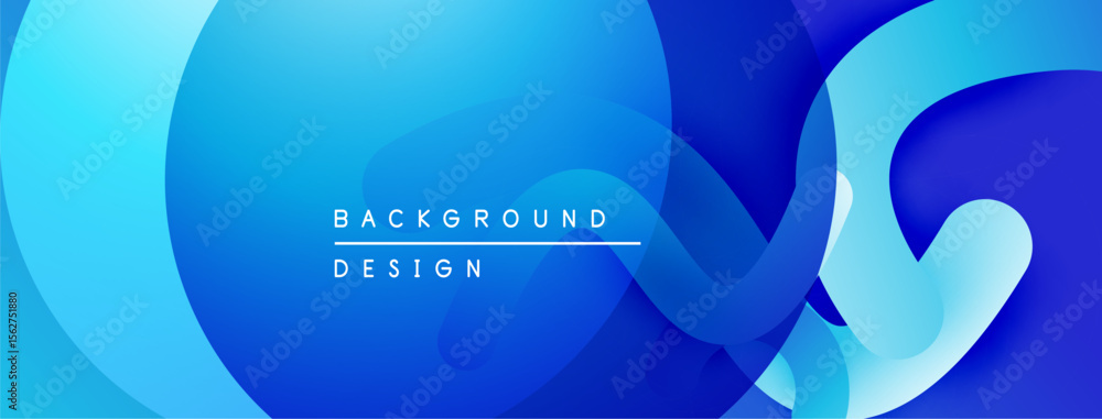 Poster Abstract blue background. Overlapping shapes create dynamic, flowing visual effect. Modern design suitable for digital projects.