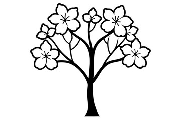 Fototapeta premium Dogwood Tree vector silhouette illustration isolated on white background