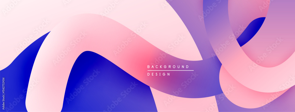 Poster Abstract fluid shapes, pinks, purples create modern background. Soft gradients, dynamic composition, elegant design elements present.