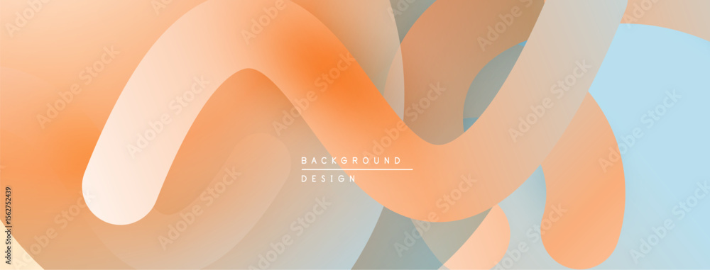 Poster Abstract waves, soft colors, modern design. Overlapping shapes create dynamic visual effect. Background features gentle gradients.