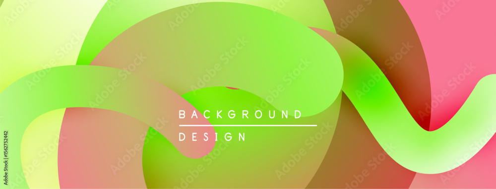 Poster Abstract fluid shapes, vibrant colors blend. Gradient transitions create dynamic visual effect. Modern design element for backgrounds.
