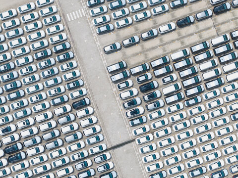 New Car Export Fleet at Port Trading Company Lot