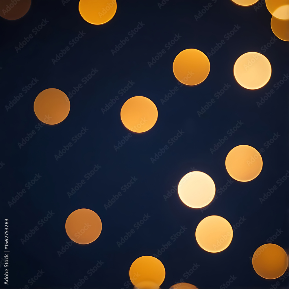 Poster golden bokeh lights glowing on a deep blue abstract background with smooth texture and modern design