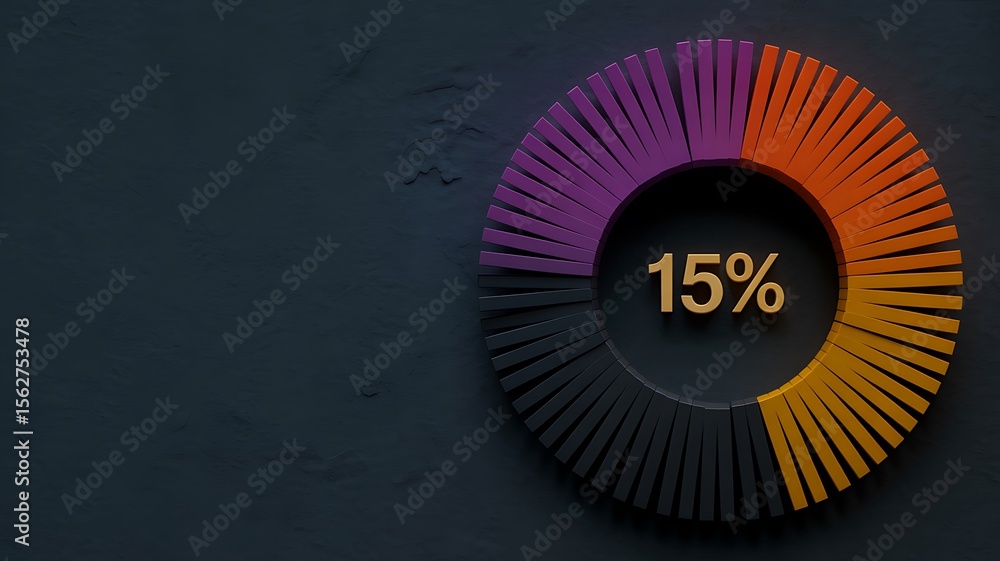 Poster circular infographic with colorful segments and percentage chart data