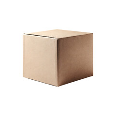 Fototapeta premium A simple brown cardboard box with closed flaps isolated on a transparent background for shipping and delivery