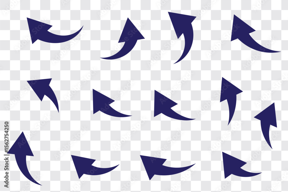 Poster super set different shape hand drawn arrows. doodle style curved and squiggly arrows. illustrations 