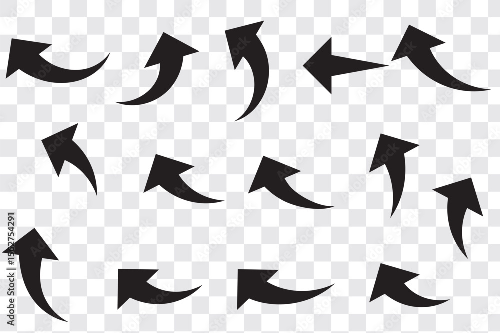 Poster curve arrow icon set. long arrow icon set. curve arrow set. arrow up icons. set of curve rise arrows
