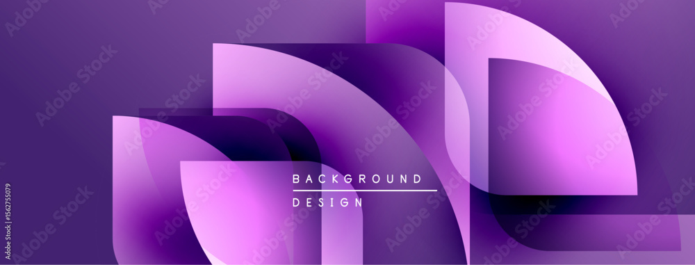 Aufkleber Abstract purple design features overlapping curved shapes. Gradient colors create modern visual effect. Text reads background design.
