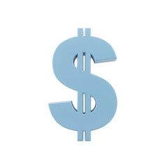 A 3d rendered light blue dollar sign symbol isolated on transparent background