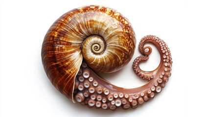 Obraz premium Spiral shell with tentacles
