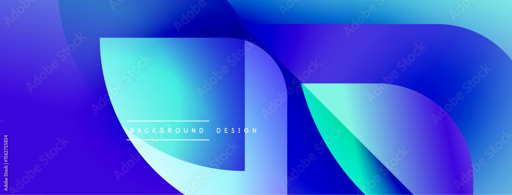 Aufkleber Abstract fluid shapes, vibrant blue gradients, modern design elements. Smooth transitions create dynamic visual impact.