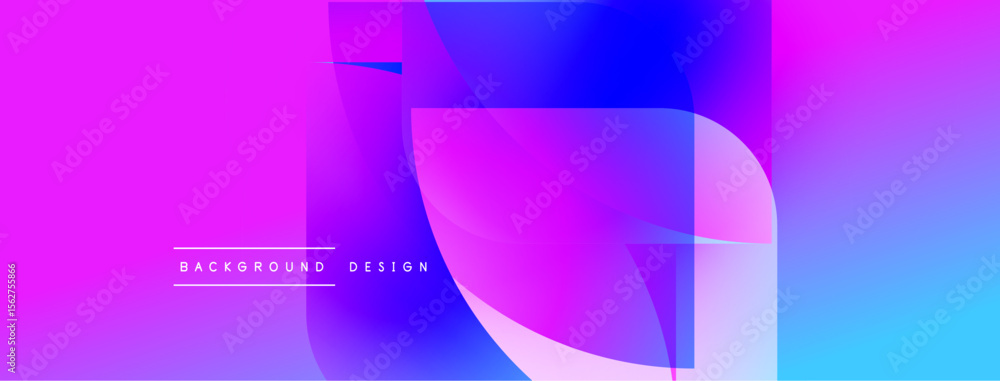 Aufkleber Abstract vibrant design features flowing shapes, gradients. Colors blend from pinks, blues, purples creating dynamic visual effect. Text reads background design.