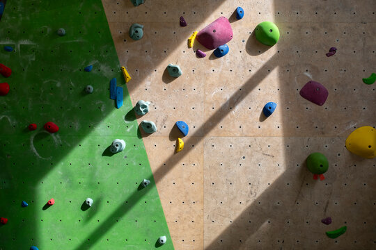  Front view of climbing wall with natural light