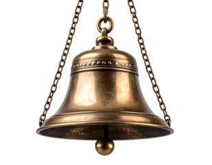 Decorative Hanging Bell with Moving Chains and Clapper, isolated on transparent background