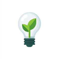 Green Energy Concept: An illustration of a light bulb with a growing plant inside. The image promotes the idea of sustainable energy and environmental protection.