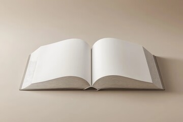 Open book, blank pages, light beige background (5)