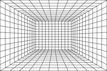 Empty room background in simple perspective grid line, vector illustration geometric wall and floor	
