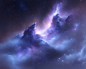 Fototapeta premium Stunning cosmic landscape featuring vibrant nebulae and twinkling stars in space