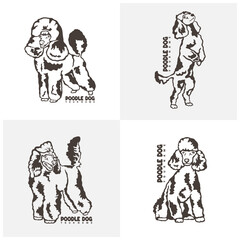 Set of Poodle Dog logo design vector. Silhouette Poodle Dog Template Illustration. Icon Symbol