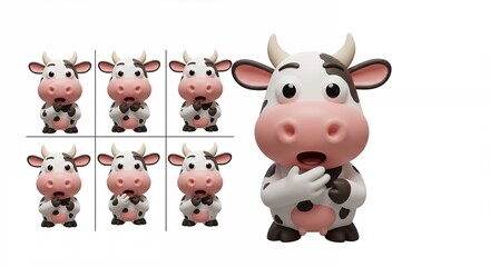 Obraz premium Cartoon cow images set