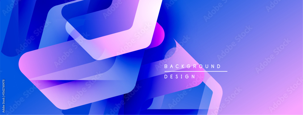 Aufkleber abstract geometric shapes overlap, creating vibrant blue, purple gradients. modern design elements s
