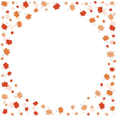 Autumn frame of falling maple leaves and it shadow. Isolated, flat vector illustration.Celebrative sesonal background with place for text.
